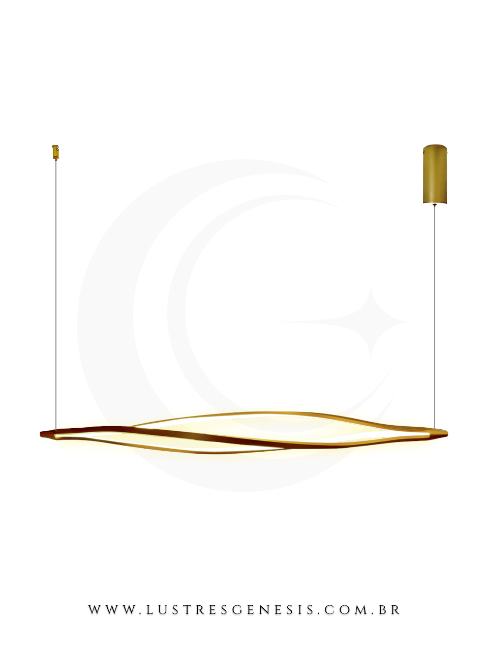 Pendente Moderno de LED com estrutura metálica fosca dourada